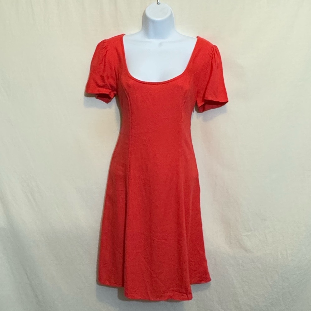 D-13‎ Old Navy NWT Orange Linen Blend Short Sleeve MIDI Dress Size XS